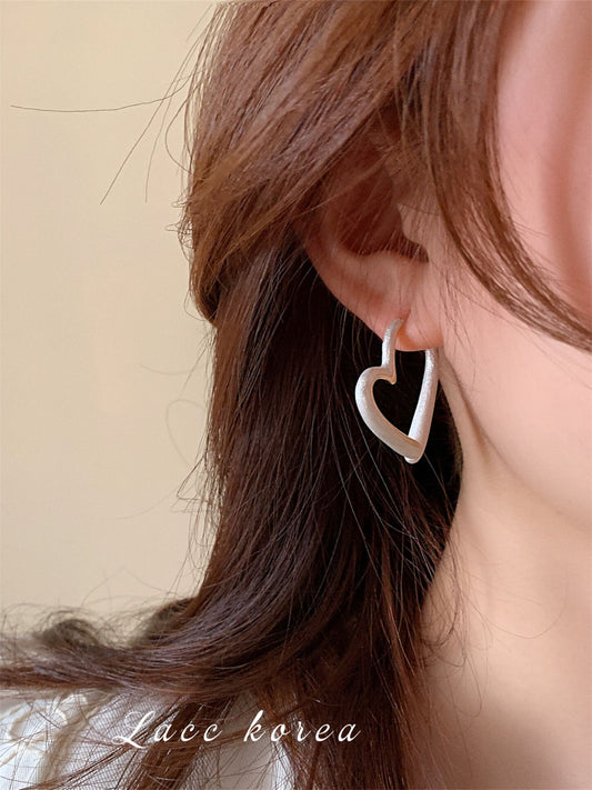 1 Pair Sweet Heart Shape Enamel Copper Hoop Earrings