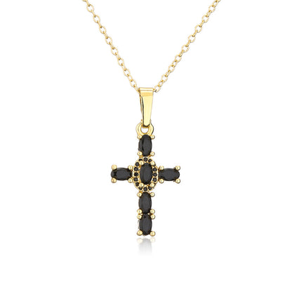 Fashion Copper Plated 18k Gold Cross Pendant Copper Necklace Jewelry