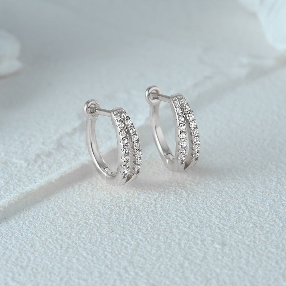 1 Pair Simple Style Geometric Plating Sterling Silver Hoop Earrings