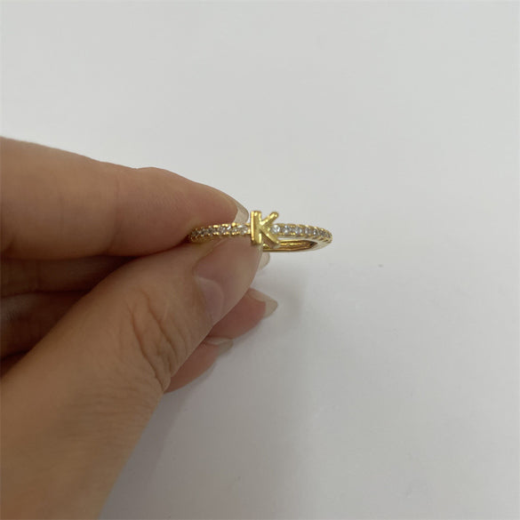 Cross-border new 26 initials micro-inlaid zircon open rings ins style personalized design English letter jewelry