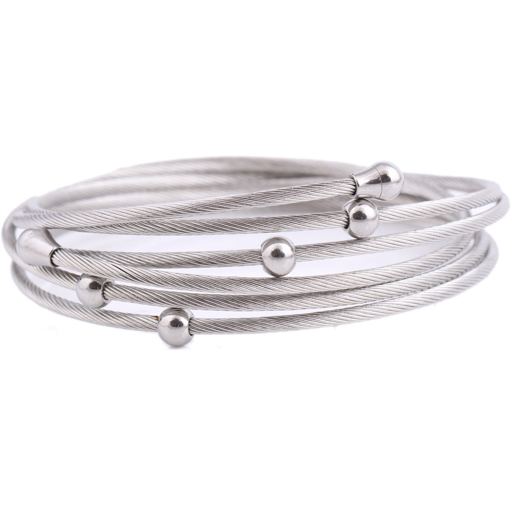 Titanium Steel Simple Style Geometric Bangle