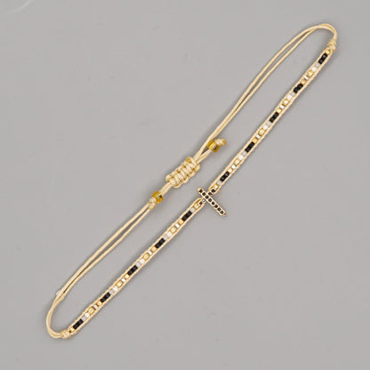 Gooddiy Wholesale Accessories Ethnic Style Diamond Cross Miyuki Beads Woven Bracelet