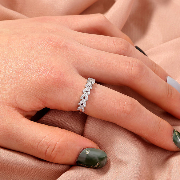 Wholesale Jewelry Micro-inlaid White Zircon Wave Copper Ring Gooddiy