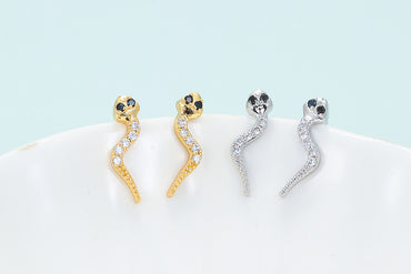 European And American Creative Snake-shaped Micro-inlaid Zircon Copper Earrings Wholesale