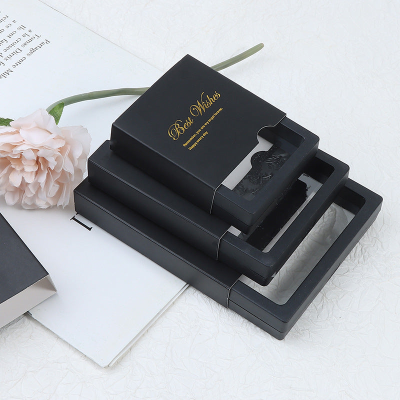 Classic black PE film dustproof and antioxidant suspension box jewelry storage box jewelry necklace ring display box