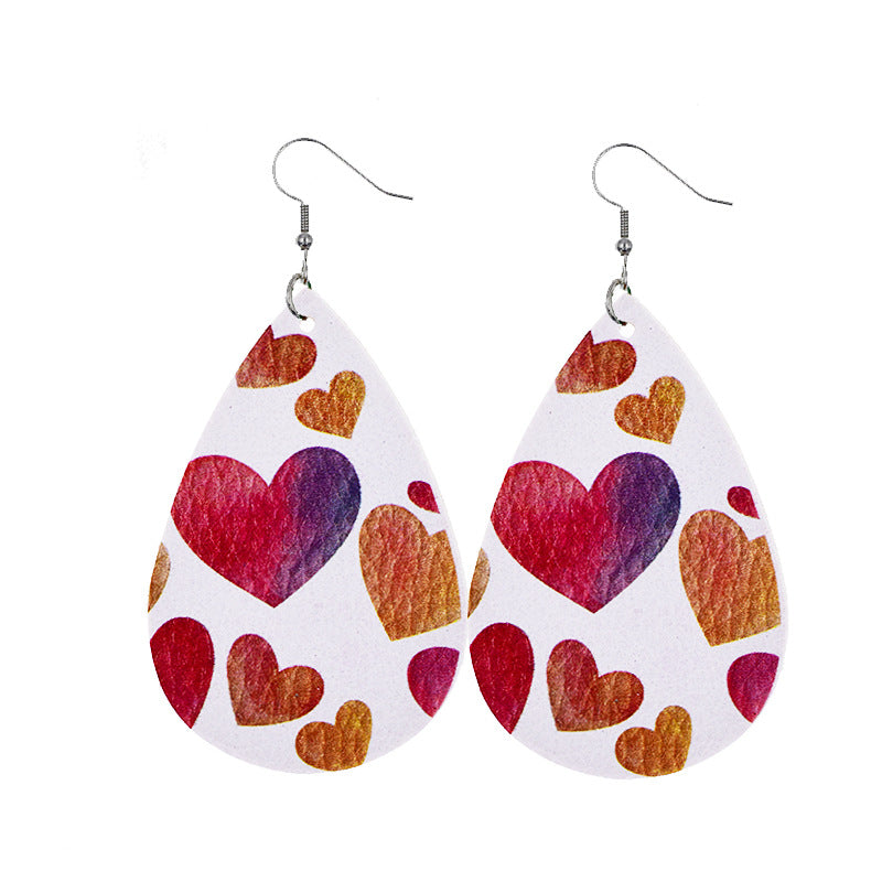 1 Pair Sweet Streetwear Heart Shape Pu Leather Drop Earrings