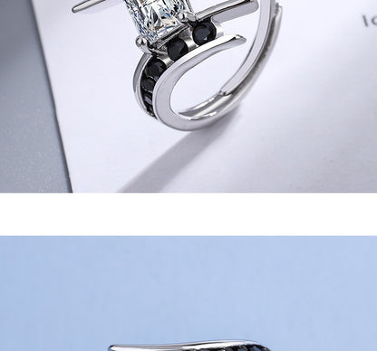 Streetwear Irregular Copper Plating Inlay Zircon White Gold Plated Open Rings