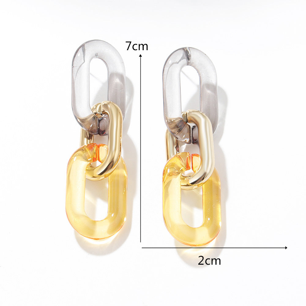 1 Pair Exaggerated Geometric Patchwork Plastic Drop Earrings