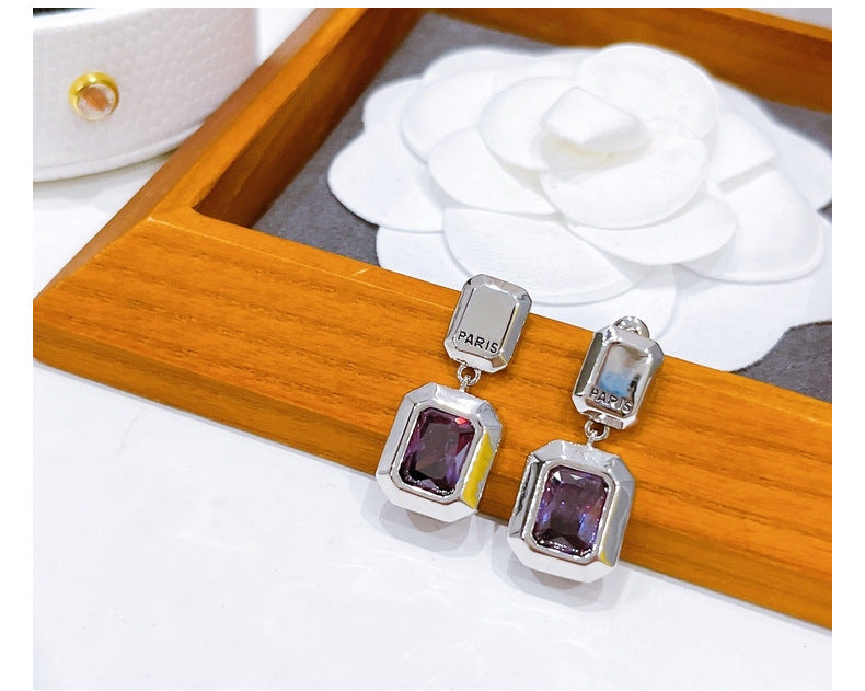 Casual Square Alloy Plating Inlay Artificial Gemstones Women's Ear Studs