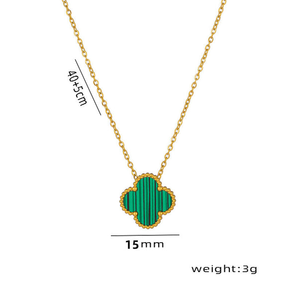 Quadrilateral Geometric Titanium Steel 18K Gold Plated Necklaces