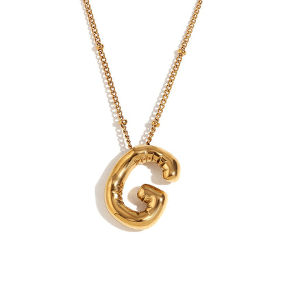 Fashion Letter Number Text Stainless Steel 18K Gold Plated Necklaces