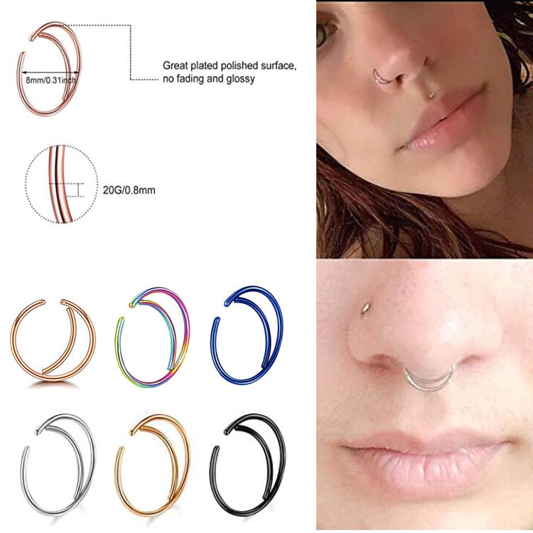 Simple Style Solid Color Stainless Steel Plating Nose Ring 1 Piece