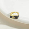 popular light luxury simple style square ring independent station new devil's eye design fashion OL ring