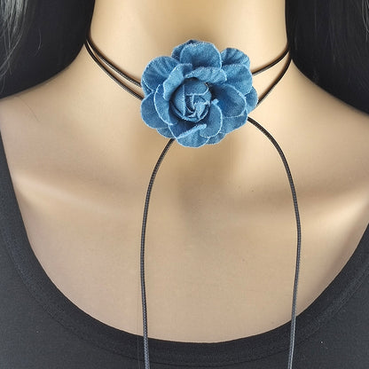 Cute Sweet Flower Cloth Velvet Band Wax Rope Women's Choker