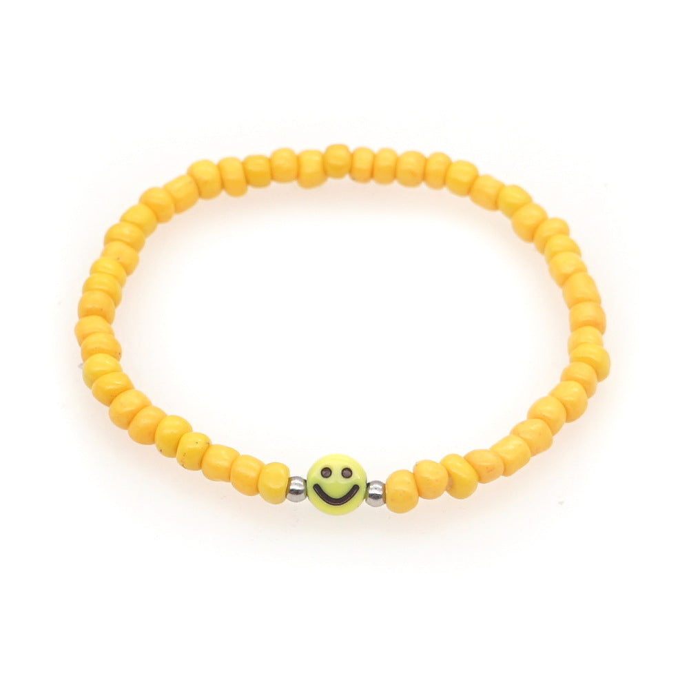 Simple Style Yellow Smiley Face Beaded Rice Bead Bracelet Wholesale Jewelry Gooddiy