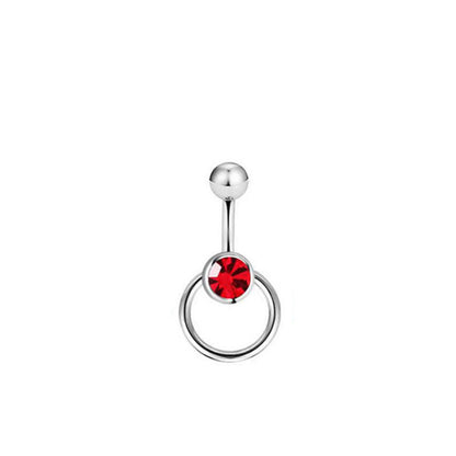 Simple Style Round Stainless Steel Zircon Belly Ring In Bulk