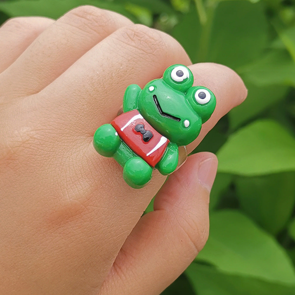 Wholesale Jewelry Cartoon Resin Frog Ring Gooddiy