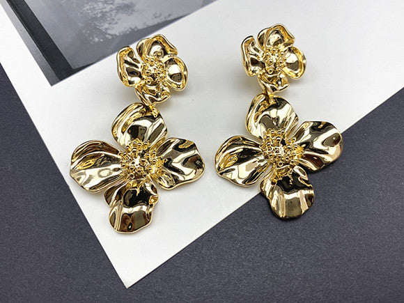 1 Pair Fashion Flower Metal Plating Women's Drop Earrings