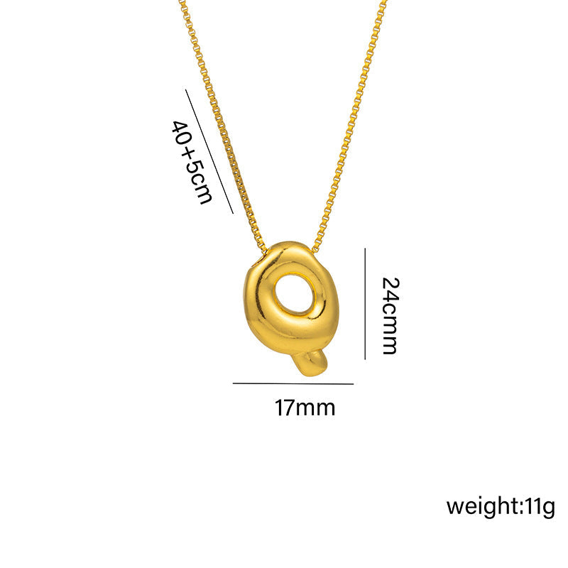 Letter Text Number Titanium Steel 18K Gold Plated Necklaces