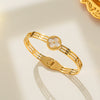 Moderate Luxury Letter Titanium Steel 18K Gold Plated Bangles