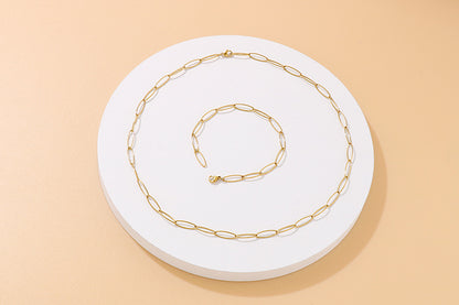 Simple Titanium Oval Clavicle Chain Bracelet Set Wholesale Gooddiy