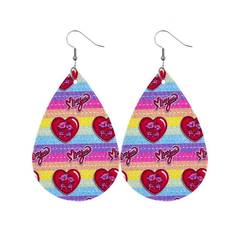 1 Pair Sweet Streetwear Heart Shape Pu Leather Drop Earrings