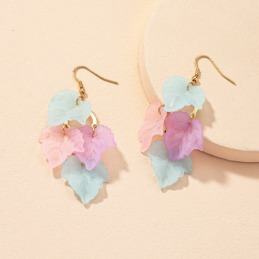 Fashion New Jewelry Leaf Earrings Fashion Simple Irregular Color Alloy Earrings