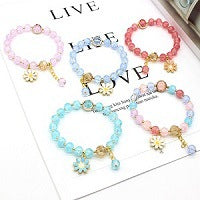 Simple Style Heart Shape Bow Knot Glass Beaded Women's Bracelets 1 Piece