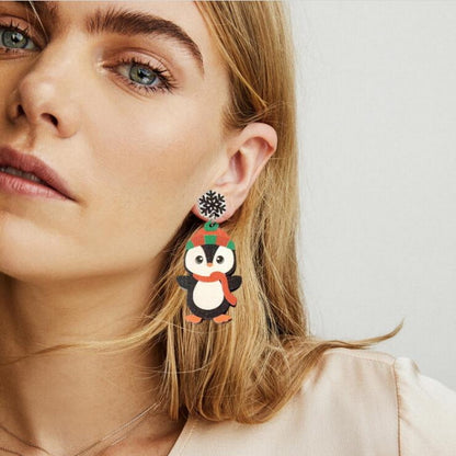 Exaggerated Cartoon Character Wood Printing Women's Earrings 1 Pair