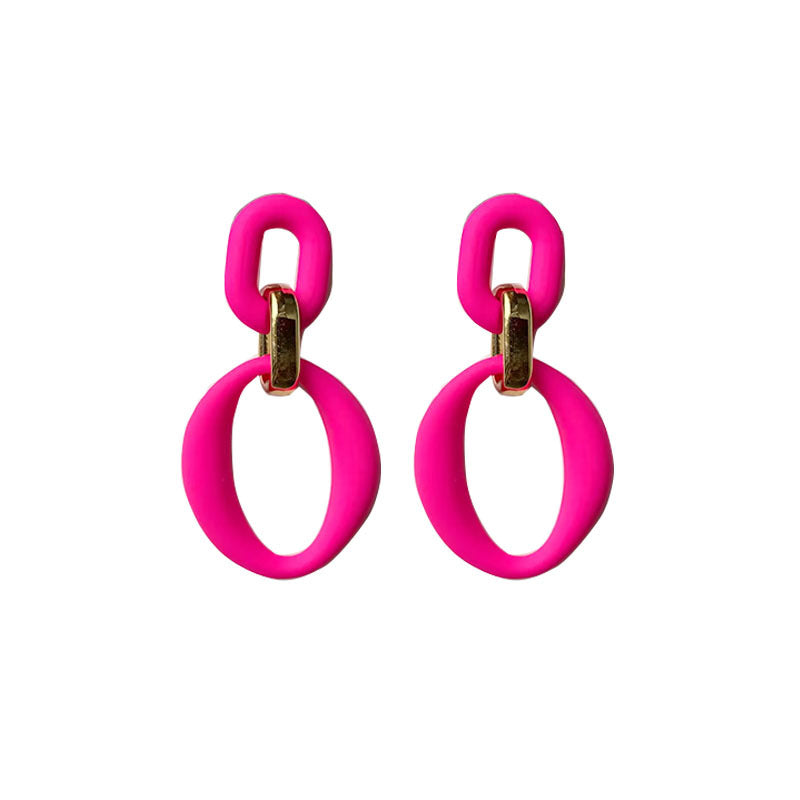 Simple Style Double Ring Arylic Stoving Varnish Women's Drop Earrings