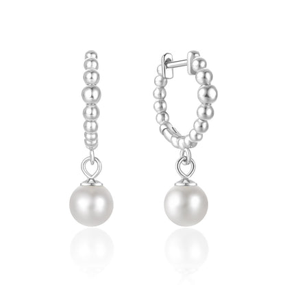 1 Pair Elegant Simple Style Geometric Plating Inlay Sterling Silver Pearl Zircon Drop Earrings