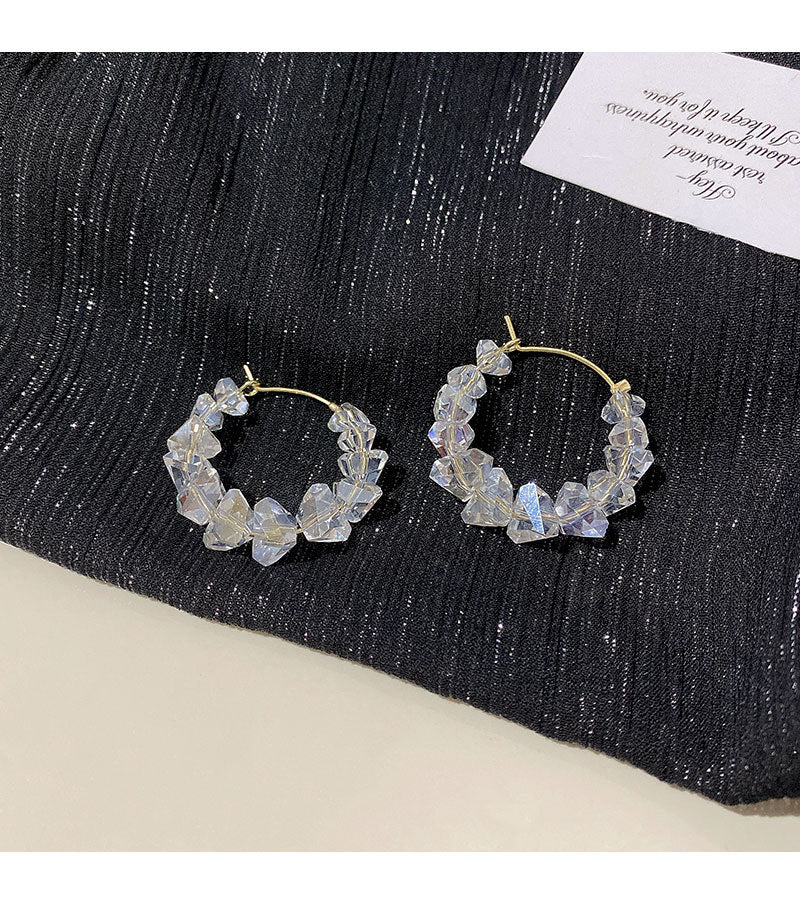 Simple Style Geometric Imitation Crystal Copper Hoop Earrings 1 Pair