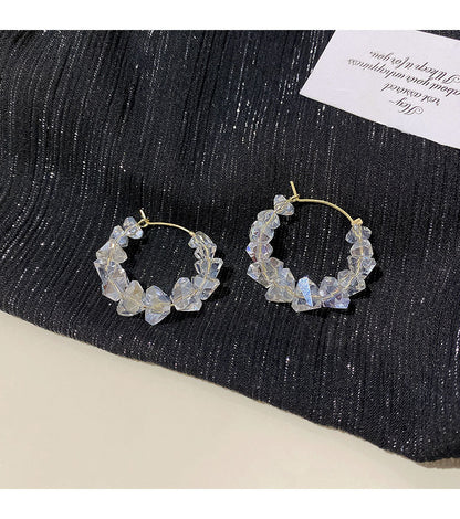 Simple Style Geometric Imitation Crystal Copper Hoop Earrings 1 Pair