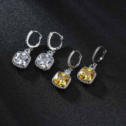 1 Pair Classic Style Square Inlay Copper Zircon Earrings