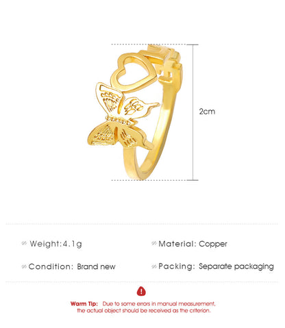 Fashion Hollow Butterfly Heart Ring