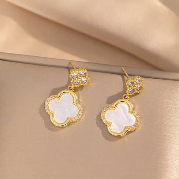 Moderate Luxury Flower Copper Diamond Inlay Stud Earrings