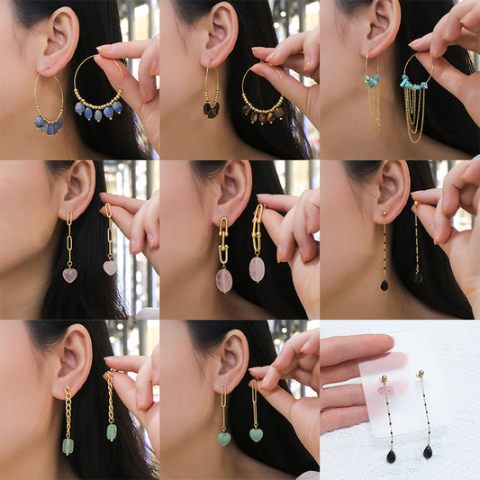 1 Pair Retro Round Plating Stainless Steel Drop Earrings Earrings