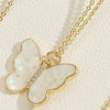 Copper Plated 14K Real Gold Color Dripping Oil Butterfly Pendant Necklace Women's Ins Personalized Design Shell Zircon Clavicle Chain