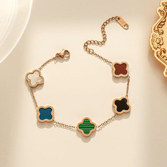 Moderate Luxury Women Irregular Geometric Titanium Steel 18K Gold Plated Bracelets