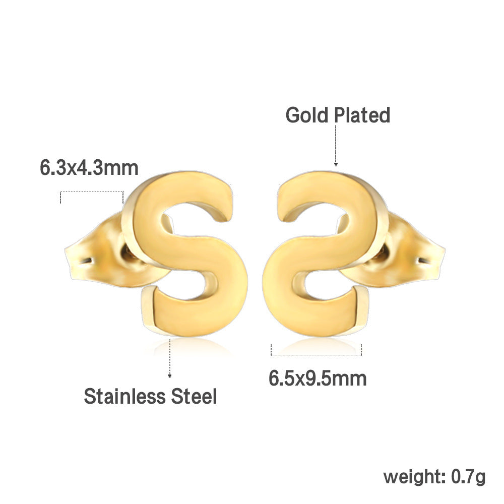 1 Pair Simple Style Letter Plating Stainless Steel Ear Studs