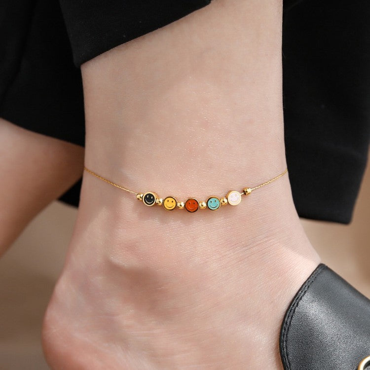 Simple Style Smiley Face Copper Wholesale Anklet