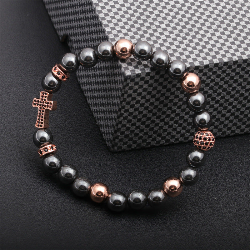 Basic Classic Style Cross Tiger Eye Inlay Artificial Gemstones Bracelets