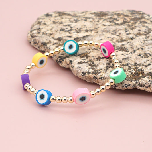 Cute Cartoon Colorful Eye Pattern Soft Clay Bracelet Wholesale Gooddiy