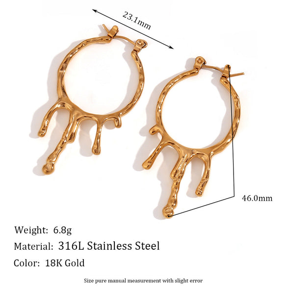 Fashion Circle Geometric Stainless Steel 18K Gold Plated Earrings