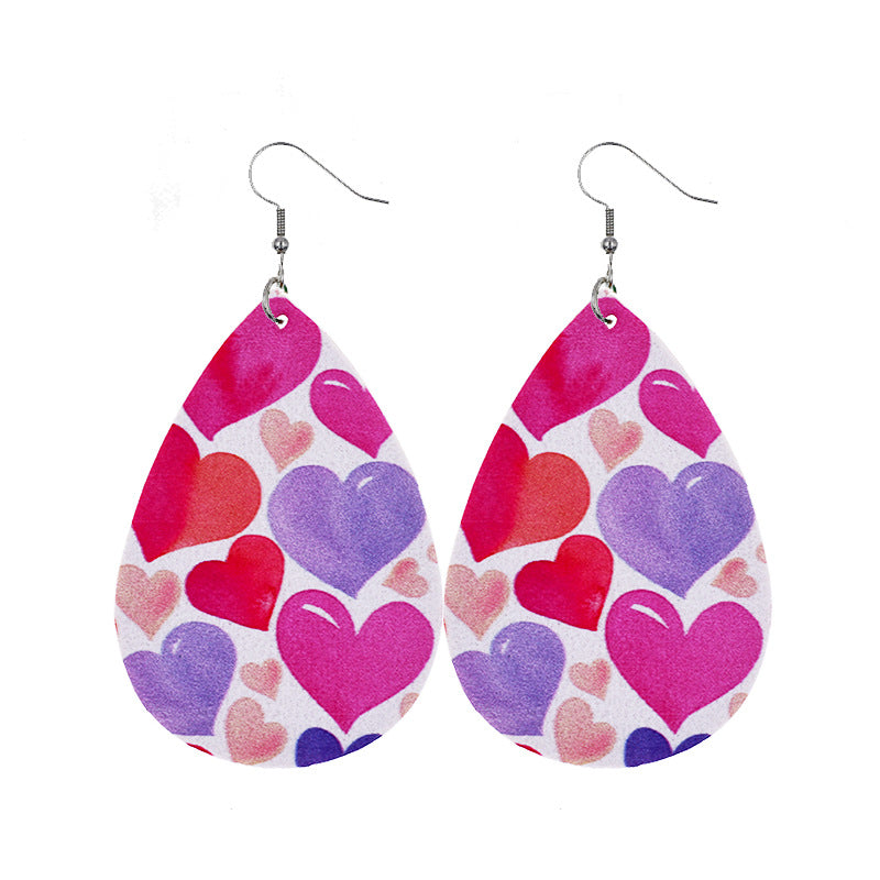 1 Pair Sweet Streetwear Heart Shape Pu Leather Drop Earrings