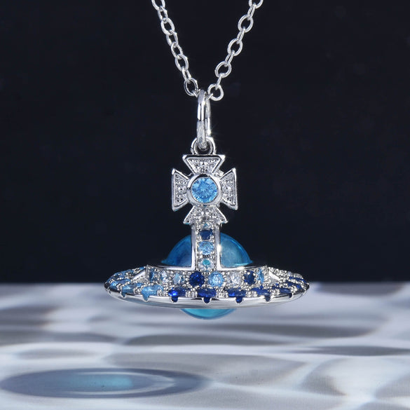 Fashion Starry Sky Universe Creative Planet Necklace Full Diamond Saturn Clavicle Chain Four Seasons All-match Little Fairy Ornament