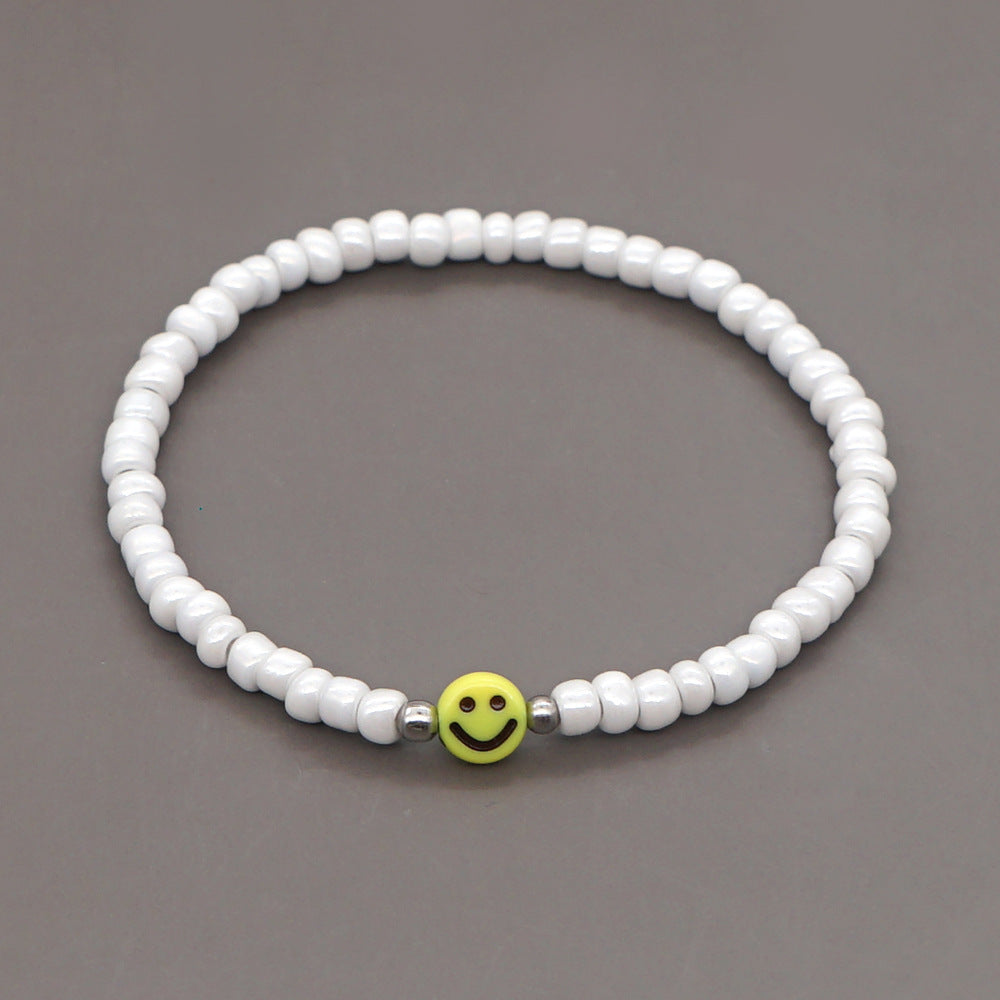 Simple Style Yellow Smiley Face Beaded Rice Bead Bracelet Wholesale Jewelry Gooddiy