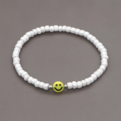 Simple Style Yellow Smiley Face Beaded Rice Bead Bracelet Wholesale Jewelry Gooddiy