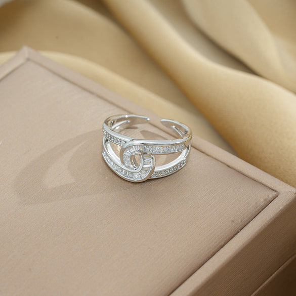 Moderate Luxury Round Geometric Copper 18K Gold Plated Rings