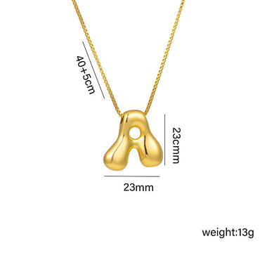 Letter Text Number Titanium Steel 18K Gold Plated Necklaces